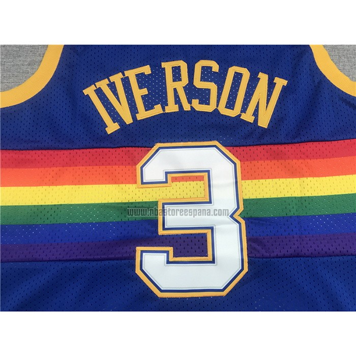 Camiseta Denver Nuggets Allen Iverson NO 3 Mitchell & Ness 2006-07 Azul